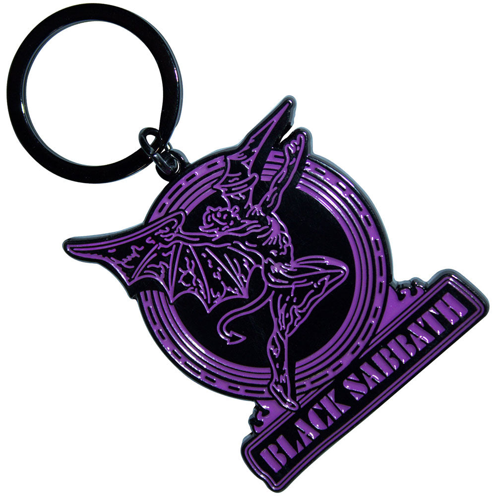 BLACK SABBATH Keychain, Purple Logo &amp; Daemon