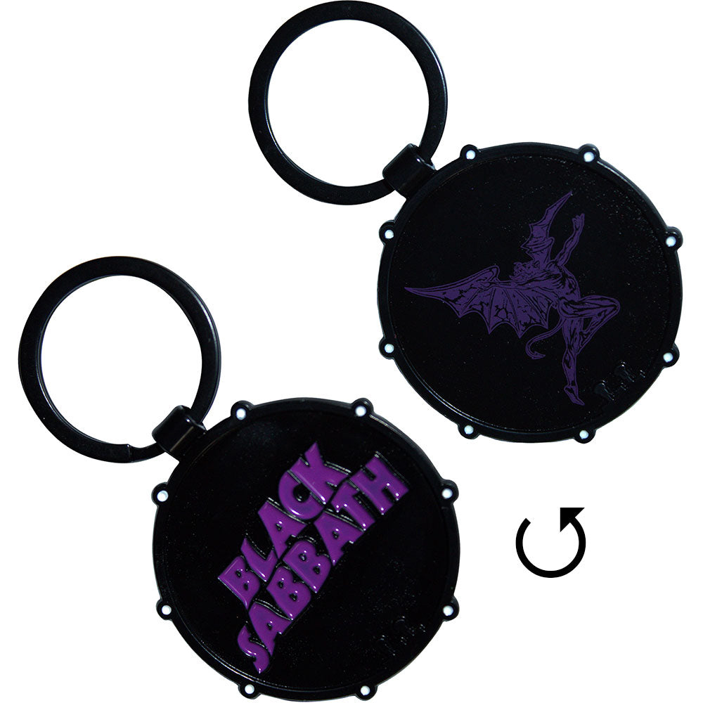 BLACK SABBATH Keychain, Wavy Logo &amp; Daemon Drum