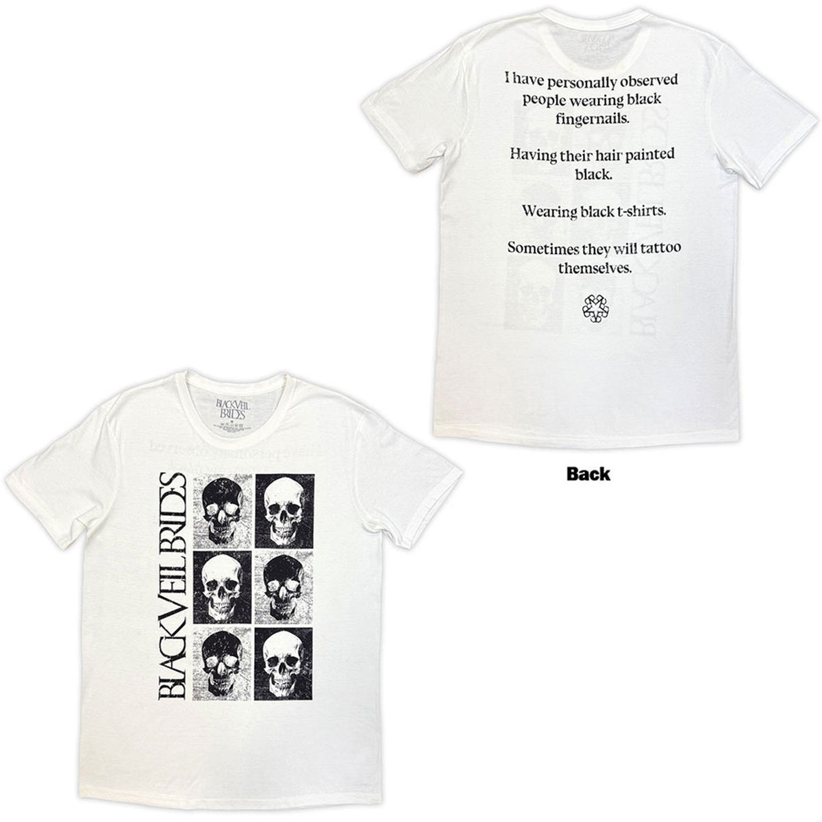 BLACK VEIL BRIDES Attractive T-Shirt, Skulls