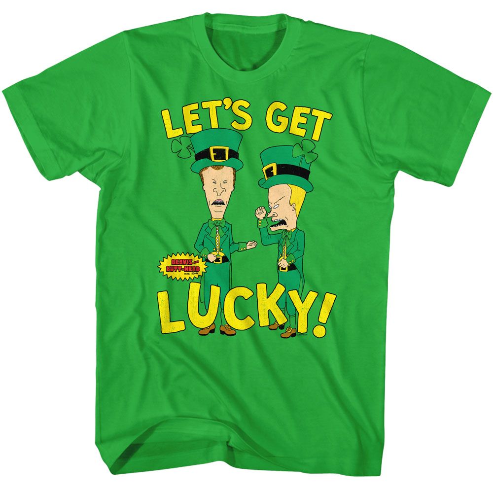 BEAVIS AND BUTT-HEAD Eye-Catching T-Shirt, LETS GET LUCKY