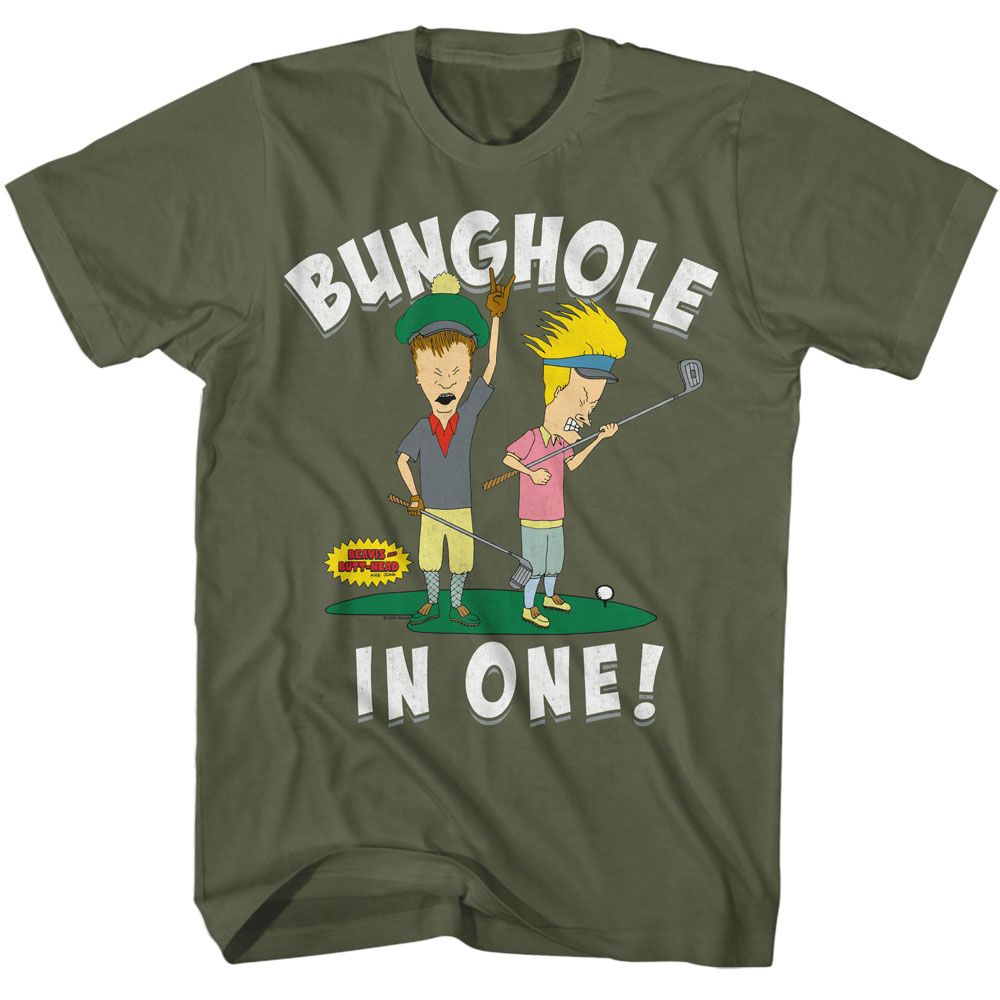 BEAVIS AND BUTT-HEAD Eye-Catching T-Shirt, Bunhole In One