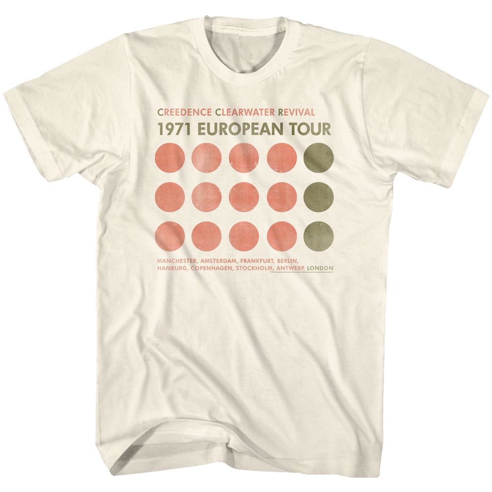 CREEDENCE CLEARWATER REVIVAL Eye-Catching T-Shirt, EUROPEAN TOUR