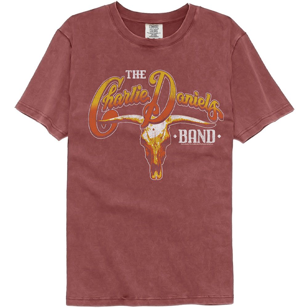 CHARLIE DANIELS BAND Garment Dye T-Shirt, Cow Skull