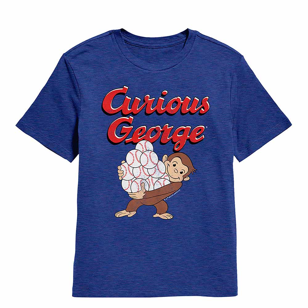 Curious George With Baseballs Kids T-Shirt