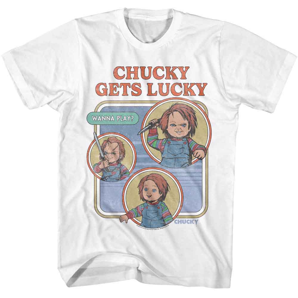 CHUCKY Eye-Catching T-Shirt, GETS LUCKY