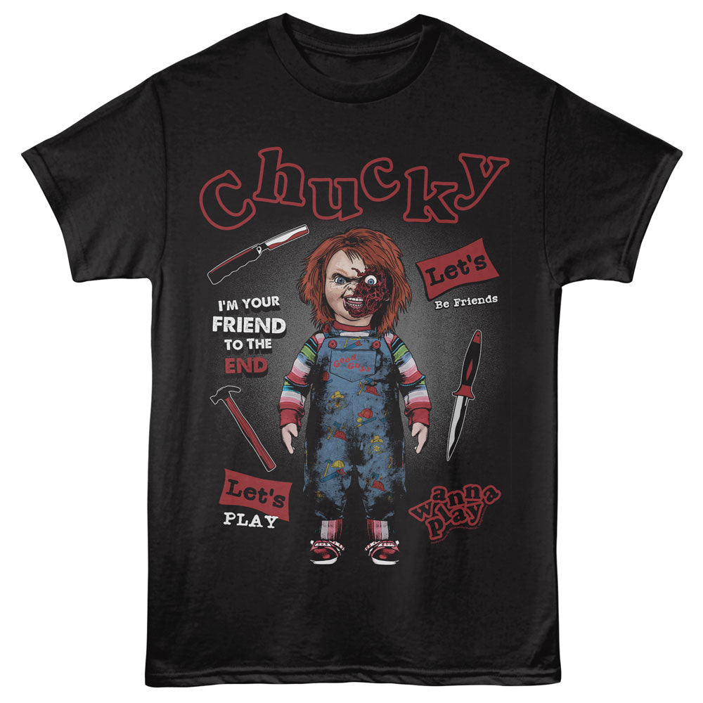 CHUCKY Eye-Catching T-Shirt, LETS BE FRIENDS