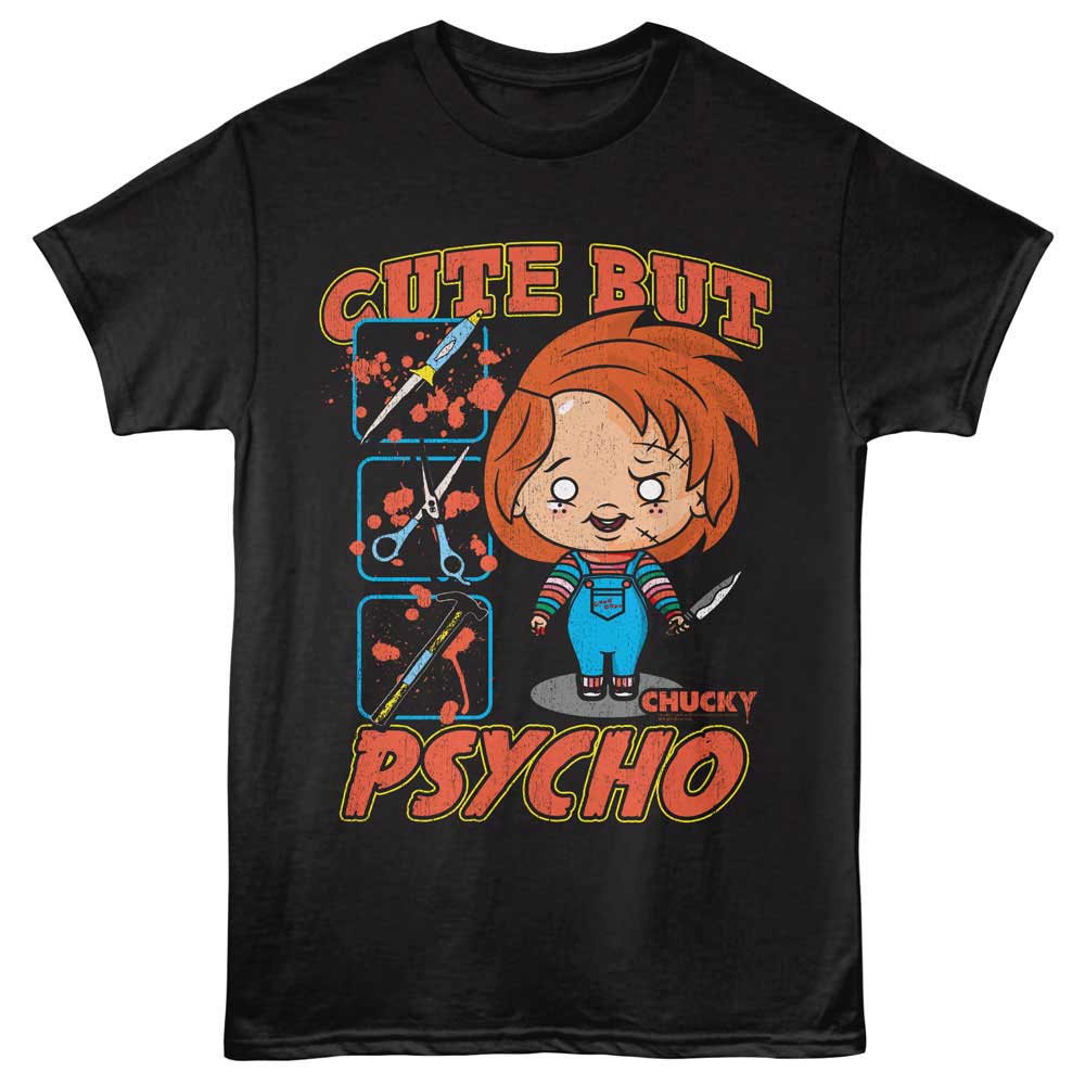 CHUCKY Eye-Catching T-Shirt, CUTE BUT PSYCHO