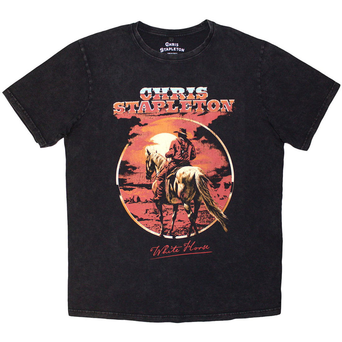 CHRIS STAPLETON Stone Wash T-Shirt, White Horse