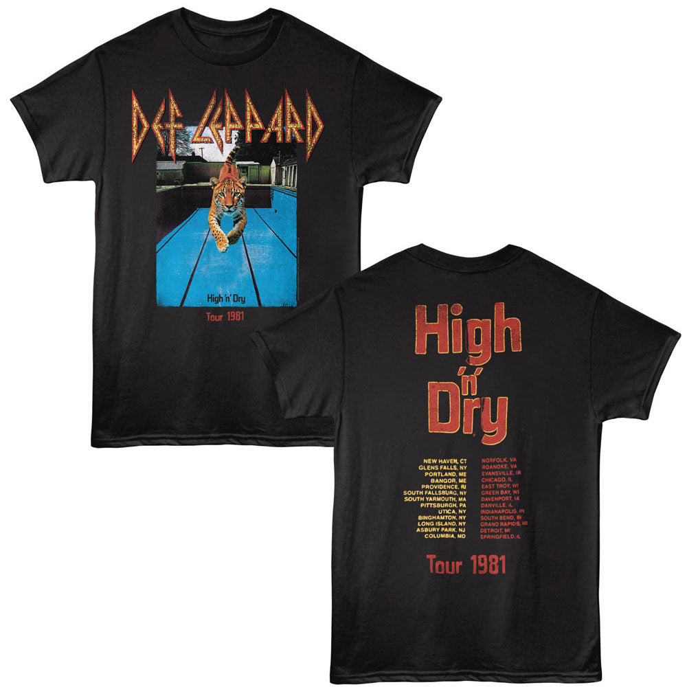 DEF LEPPARD Eye-Catching T-Shirt, HIGH N DRY Tour 1981