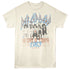 Beige t-shirt with Def Leppard graphic and text on a white background