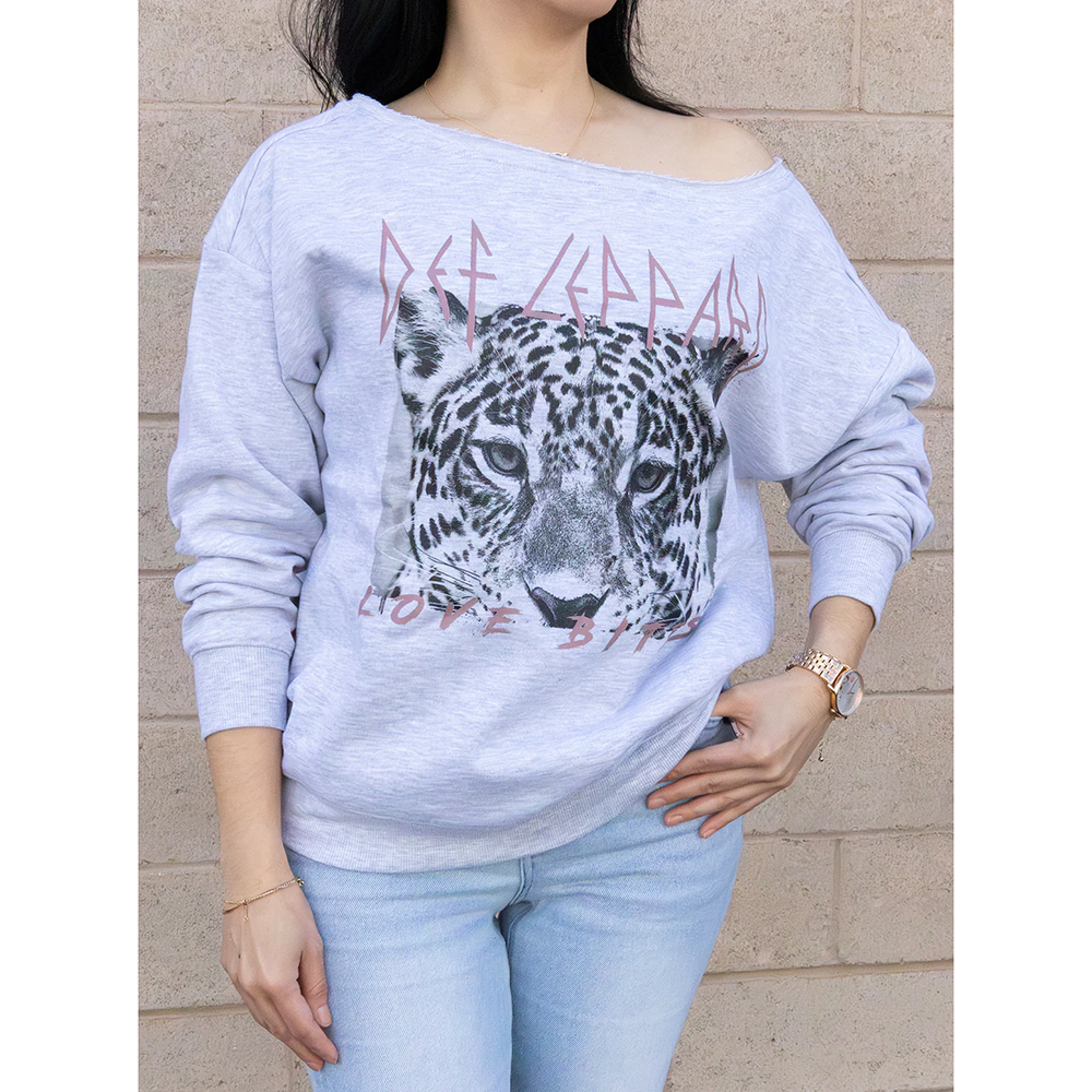 DEF LEPPARD Off The Shoulder Sweatshirt, Love Bites