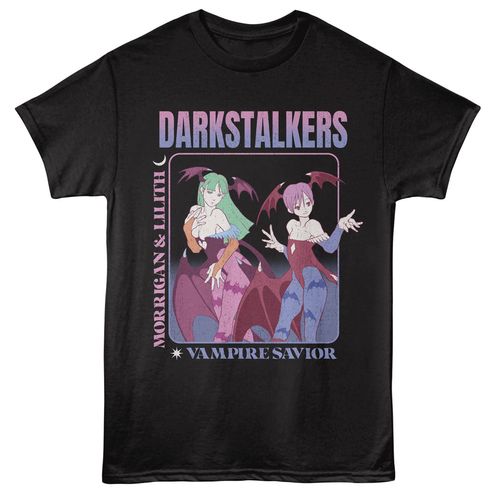 DARKSTALKERS Eye-Catching T-Shirt, MORRIGAN AND LILITH
