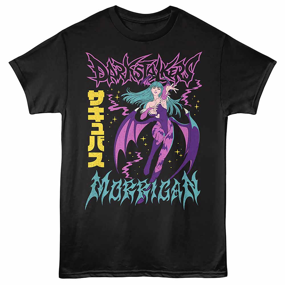 DARKSTALKERS Eye-Catching T-Shirt, MORRIGAN NIGHT SKY