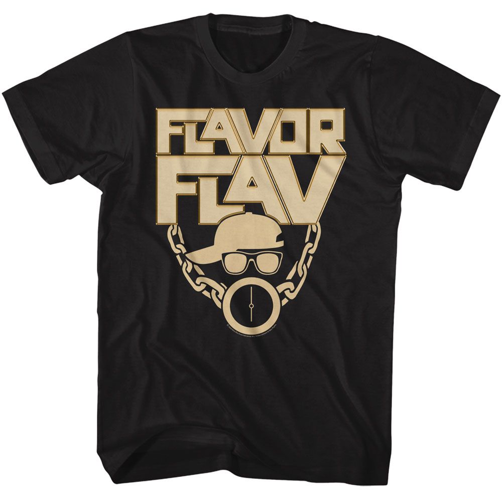 FLAVOR FLAV Eye-Catching T-Shirt, Gold Logo