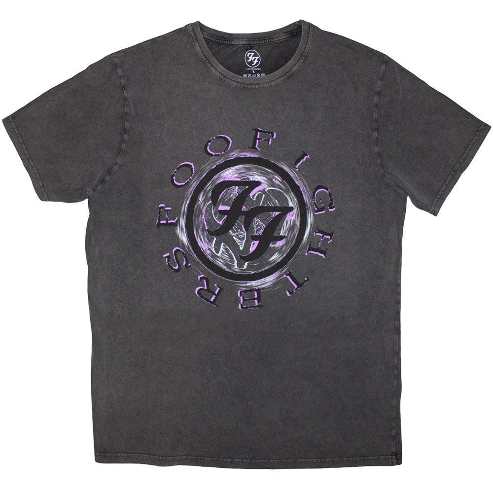 FOO FIGHTERS Stone Wash T-Shirt, Wheel Logo Shadow