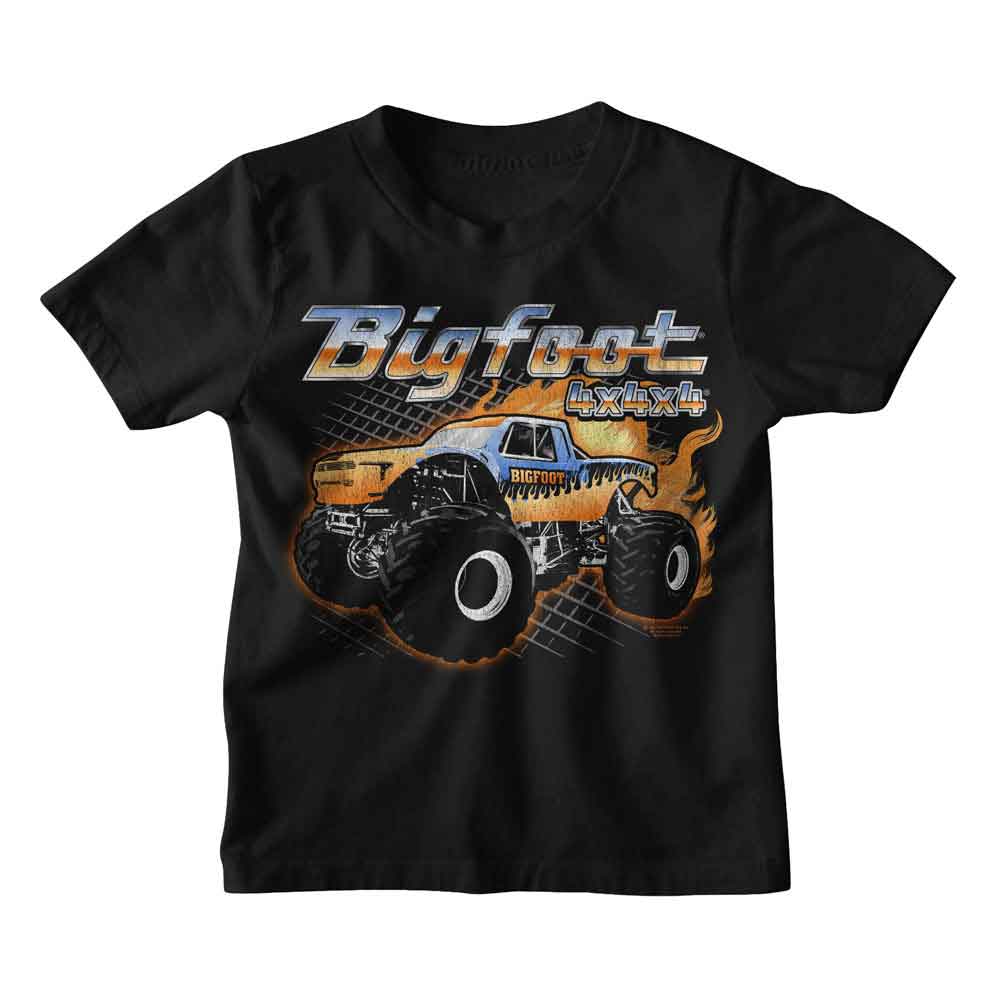 BIGFOOT Kids T-Shirt, TRUCK WITH FLAMES