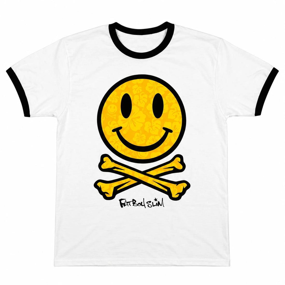 FATBOY SLIM Ringer T-Shirt, Hawaiian Happy Face
