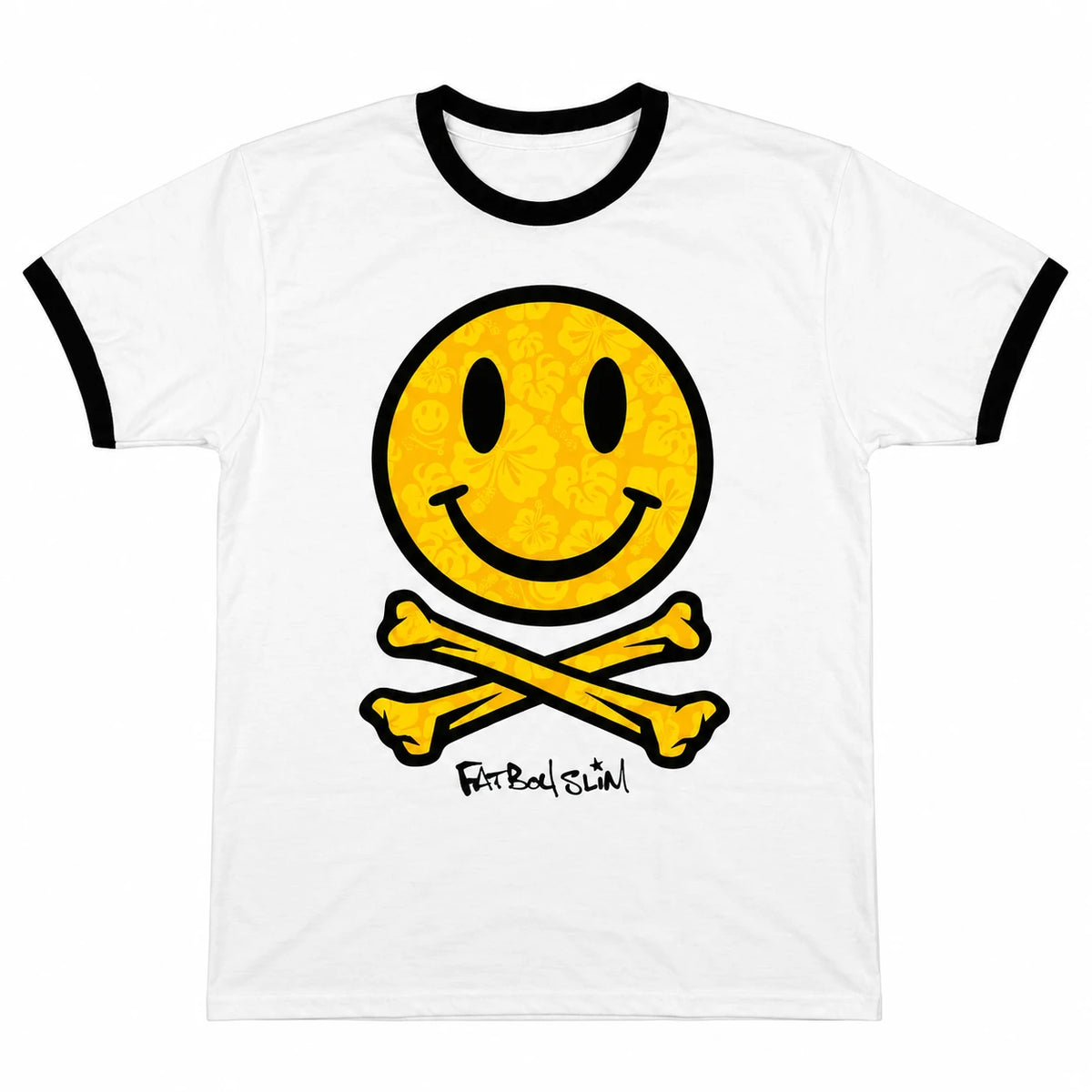 FATBOY SLIM Ringer T-Shirt, Hawaiian Happy Face