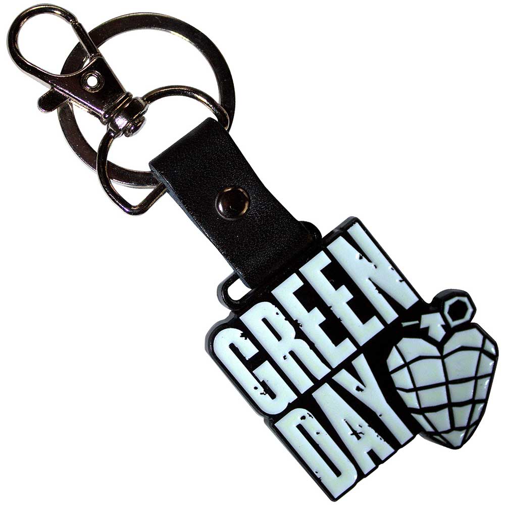 GREEN DAY Keychain, Stacked Logo &amp; Grenade