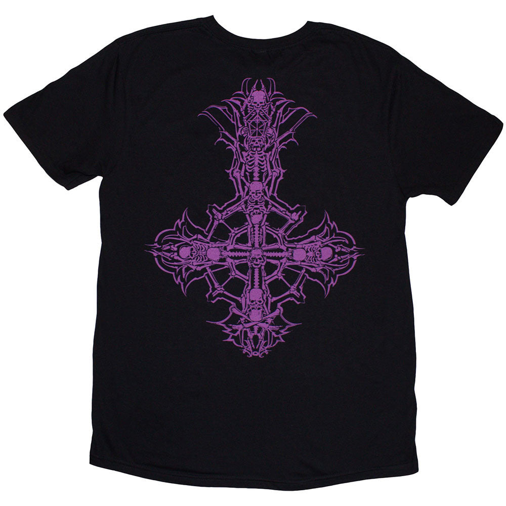 GHOST Attractive T-Shirt, Metal Logo &amp; Purple Crucifix