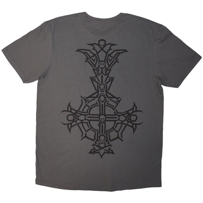 GHOST Attractive T-Shirt, Chrome Logo &amp; Crucifix Outline