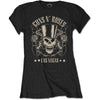GUNS N' ROSES T-Shirt for Ladies, Top Hat, Skull & Pistols Las Vegas