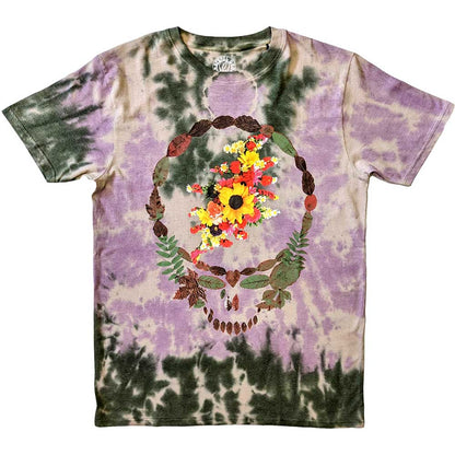 A tie-dye Grateful Dead T-shirt featuring a skull and flowers design.