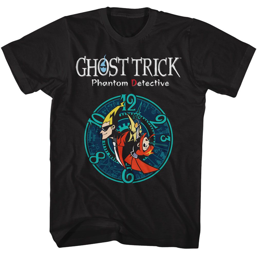 GHOST TRICK Eye-Catching T-Shirt, CHARACTERS AND CLOCK