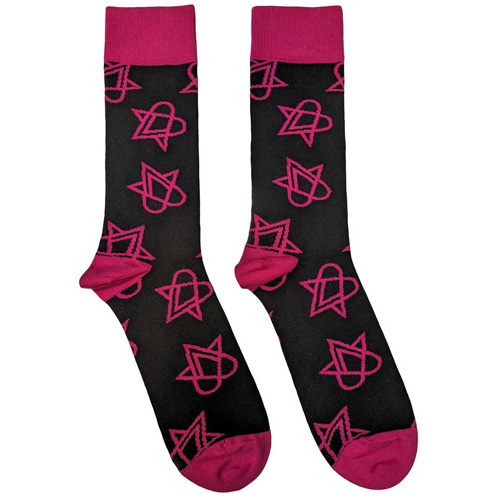 HIM Unisex Ankle Socks, Mini Pink Heartagrams