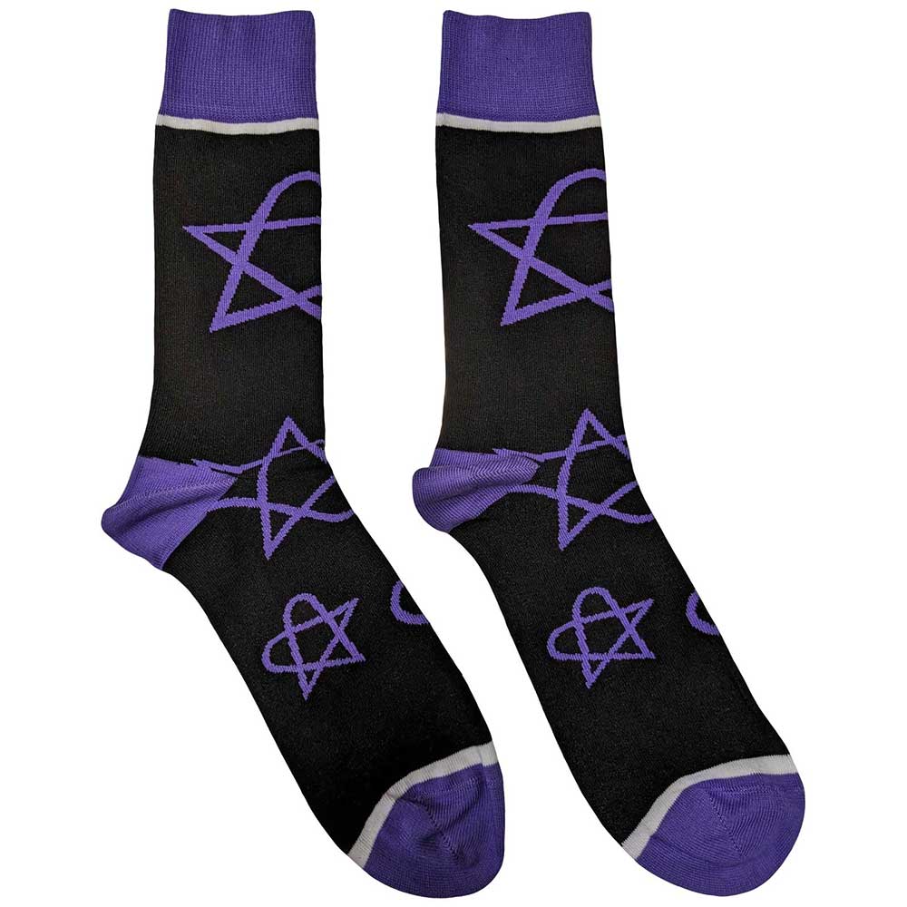 HIM Unisex Ankle Socks, Purple Heartagrams