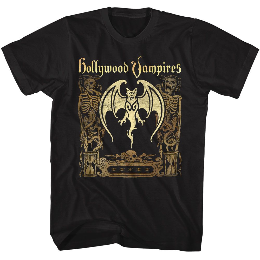 HOLLYWOOD VAMPIRES Eye-Catching T-Shirt, Bat and Skeletons