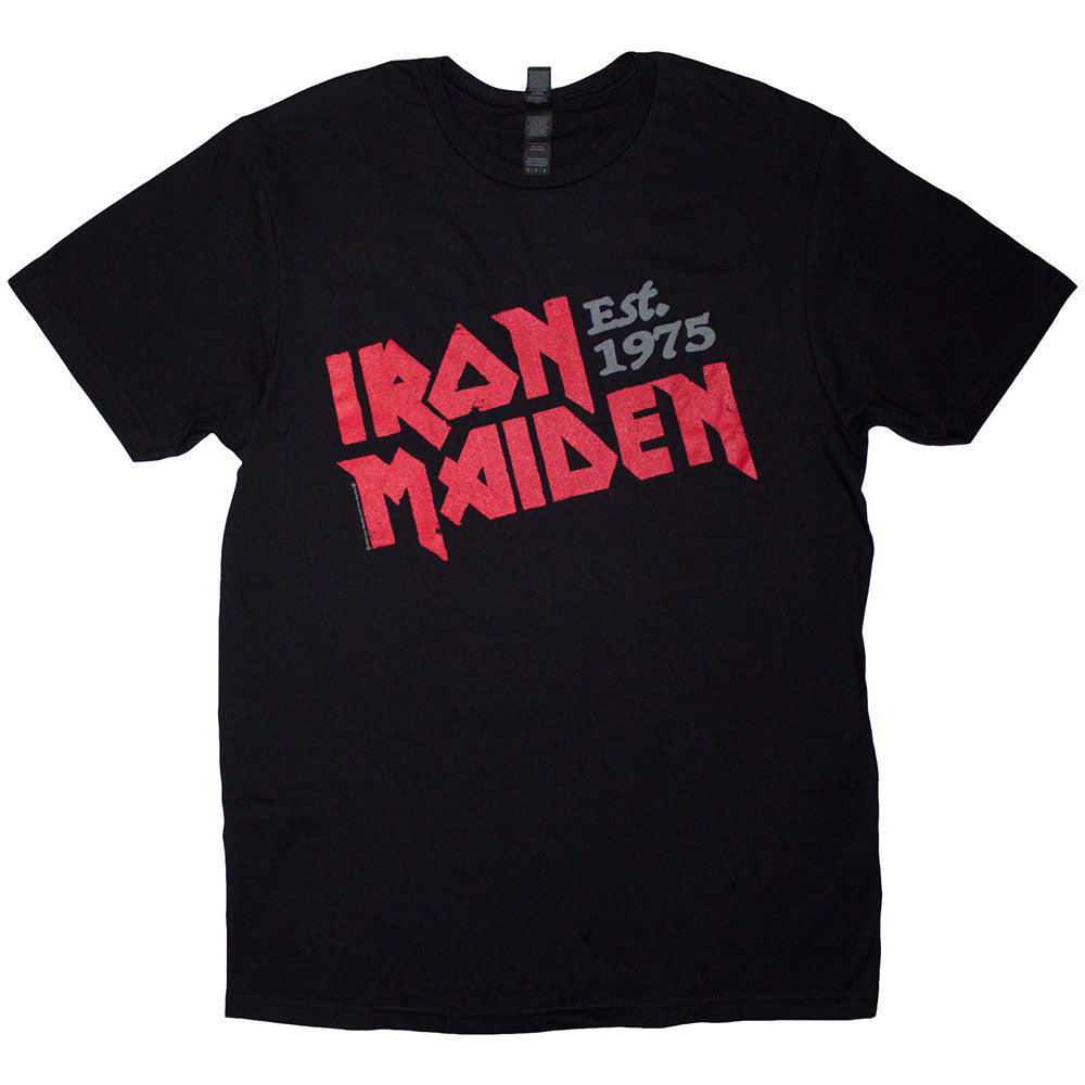 IRON MAIDEN Attractive T-Shirt, Est. 1975 Slanted Logo
