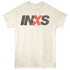 Beige t-shirt with INXS logo on a white background