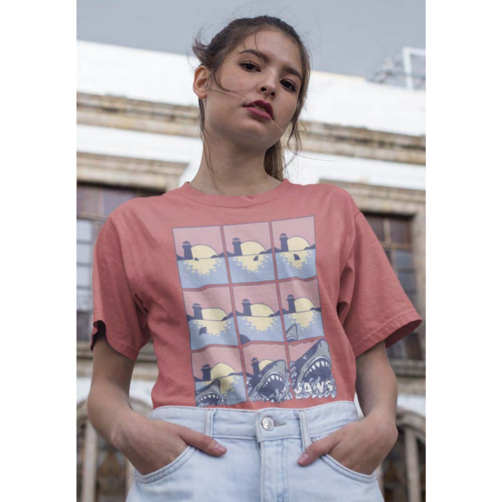 JAWS Eye-Catching T-Shirt, Pastel Comic Strip