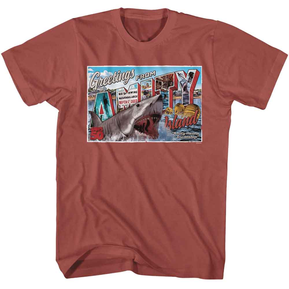 JAWS Eye-Catching T-Shirt, AMITY ISLAND POSTCARD