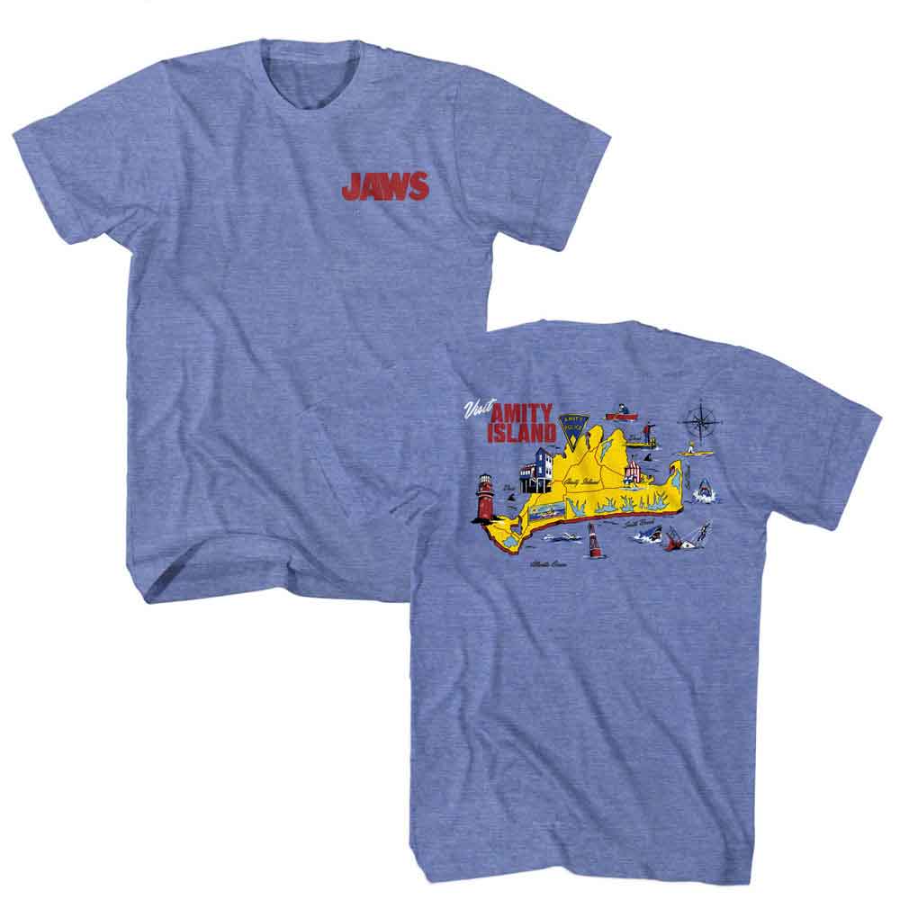 JAWS Eye-Catching T-Shirt, AMITY ISLAND MAP