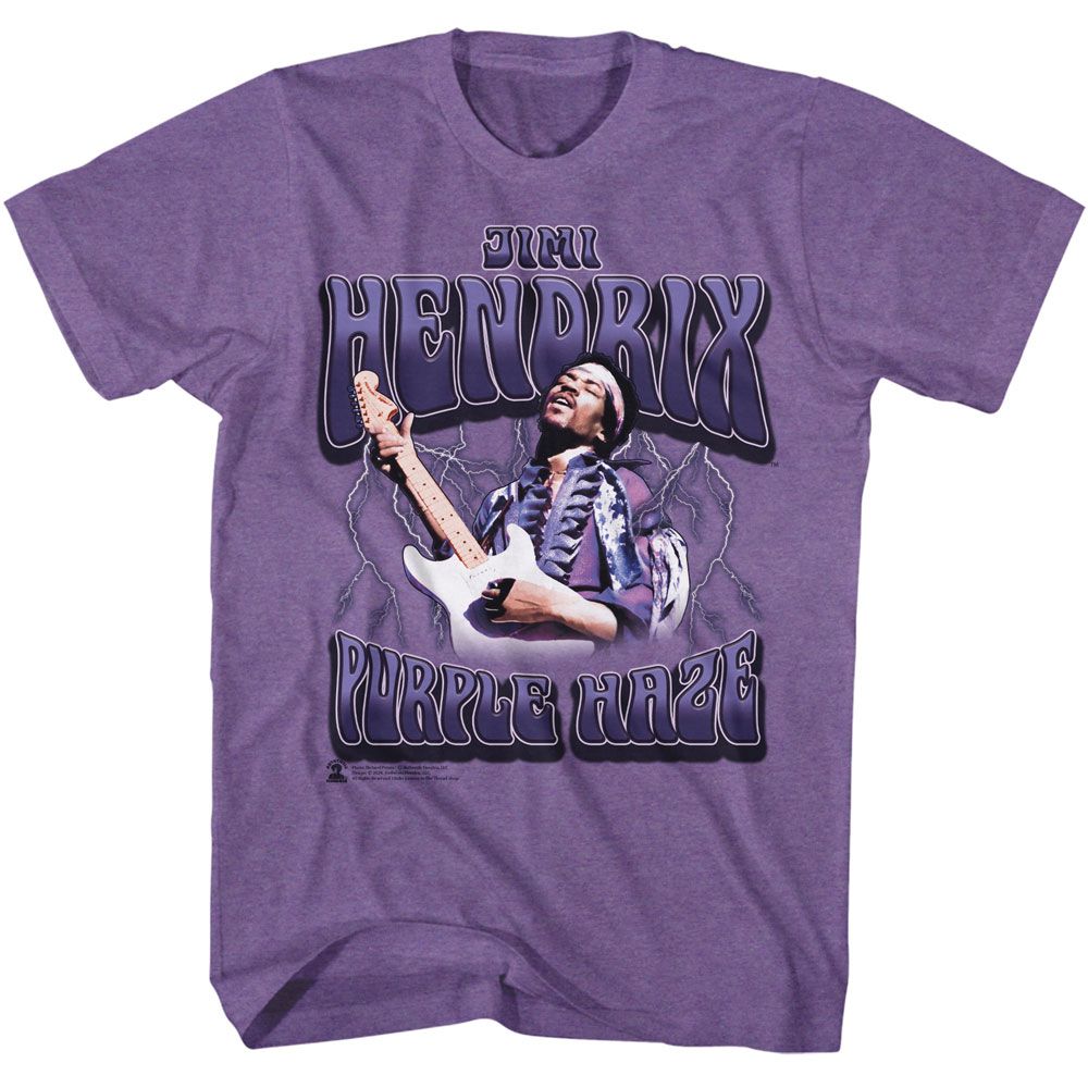 JIMI HENDRIX Eye-Catching T-Shirt, Purple Haze Lightning