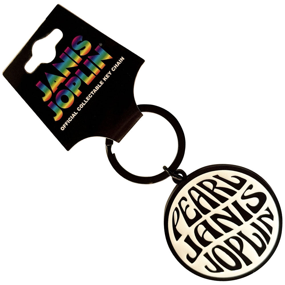 JANIS JOPLIN Keychain, Pearl Emblem Mono