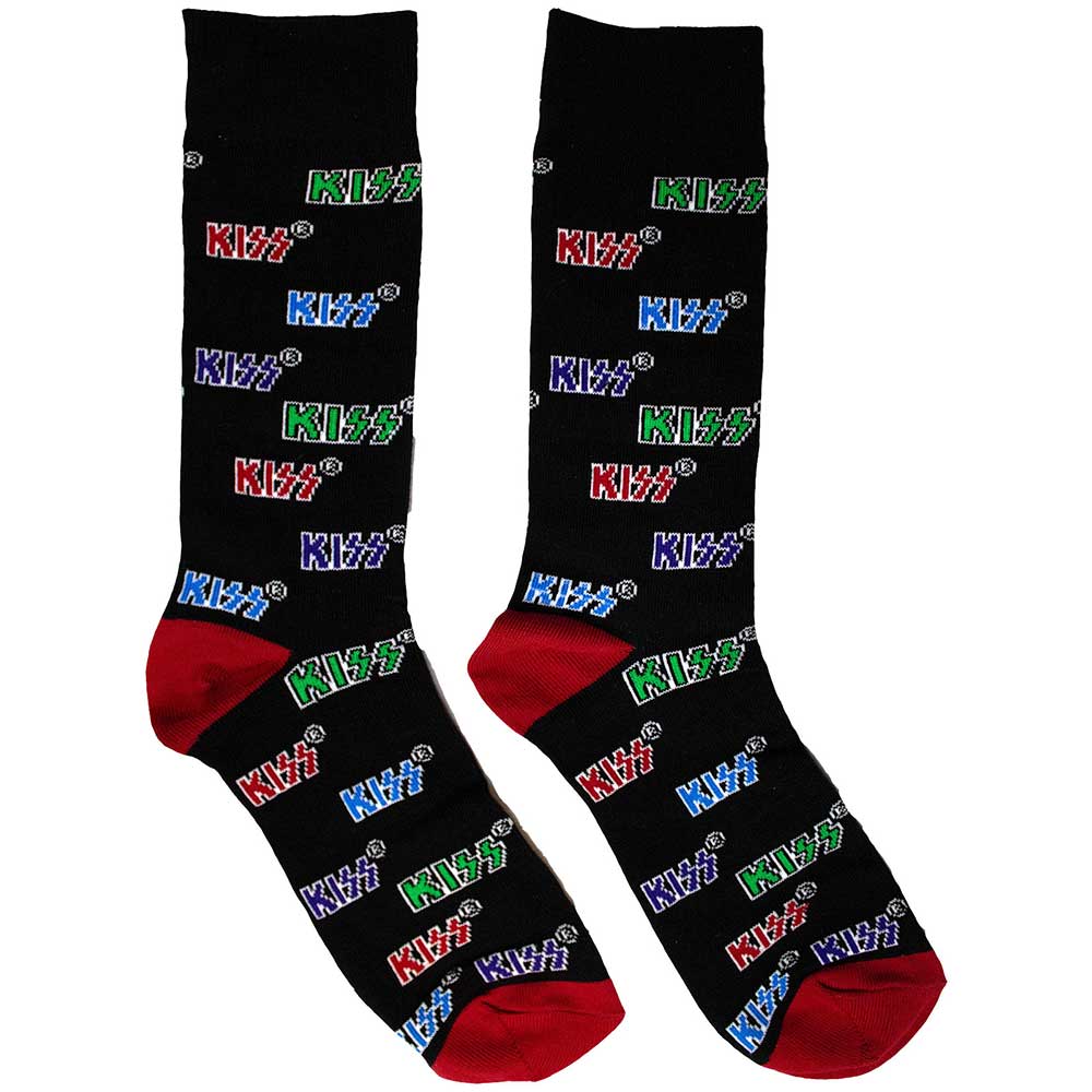 KISS Unisex Ankle Socks, Coloured Logos Pattern