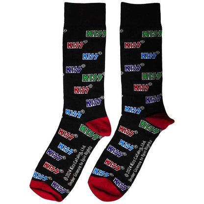 KISS Unisex Ankle Socks, Coloured Logos Pattern