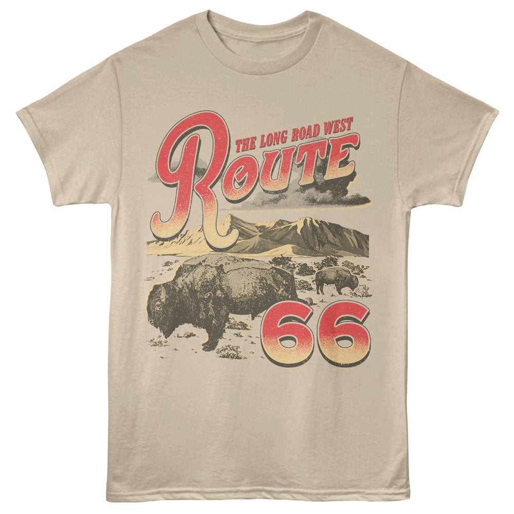 ROUTE 66 Eye-Catching T-Shirt, LONG ROAD WEST