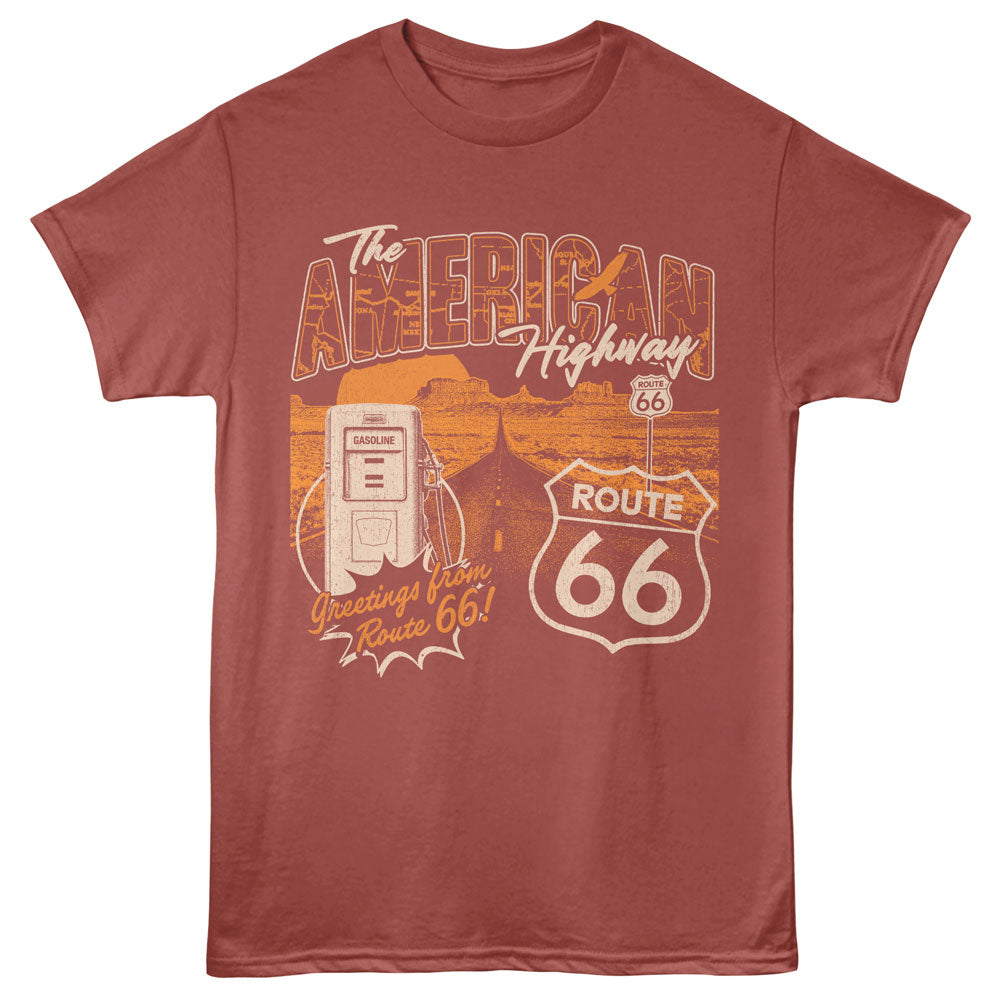 ROUTE 66 Eye-Catching T-Shirt, AMERICAN HIGHWAY