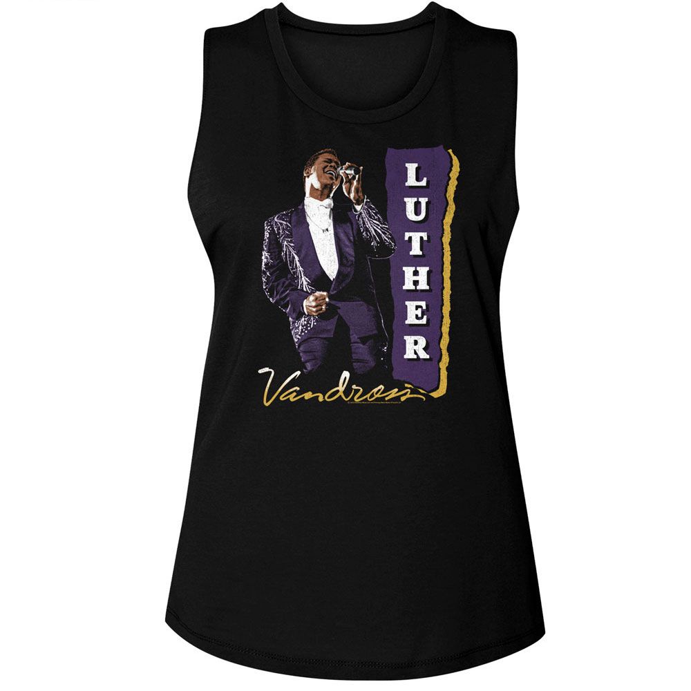 LUTHER VANDROSS Tank Top for Ladies, Purple Suit