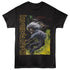 Black t-shirt with Iron Maiden graphic design featuring a warrior and the band name.