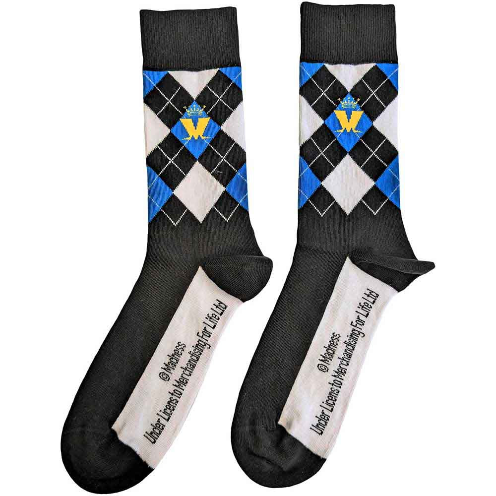 MADNESS Unisex Ankle Socks, Crown &amp; M Blue Diamond