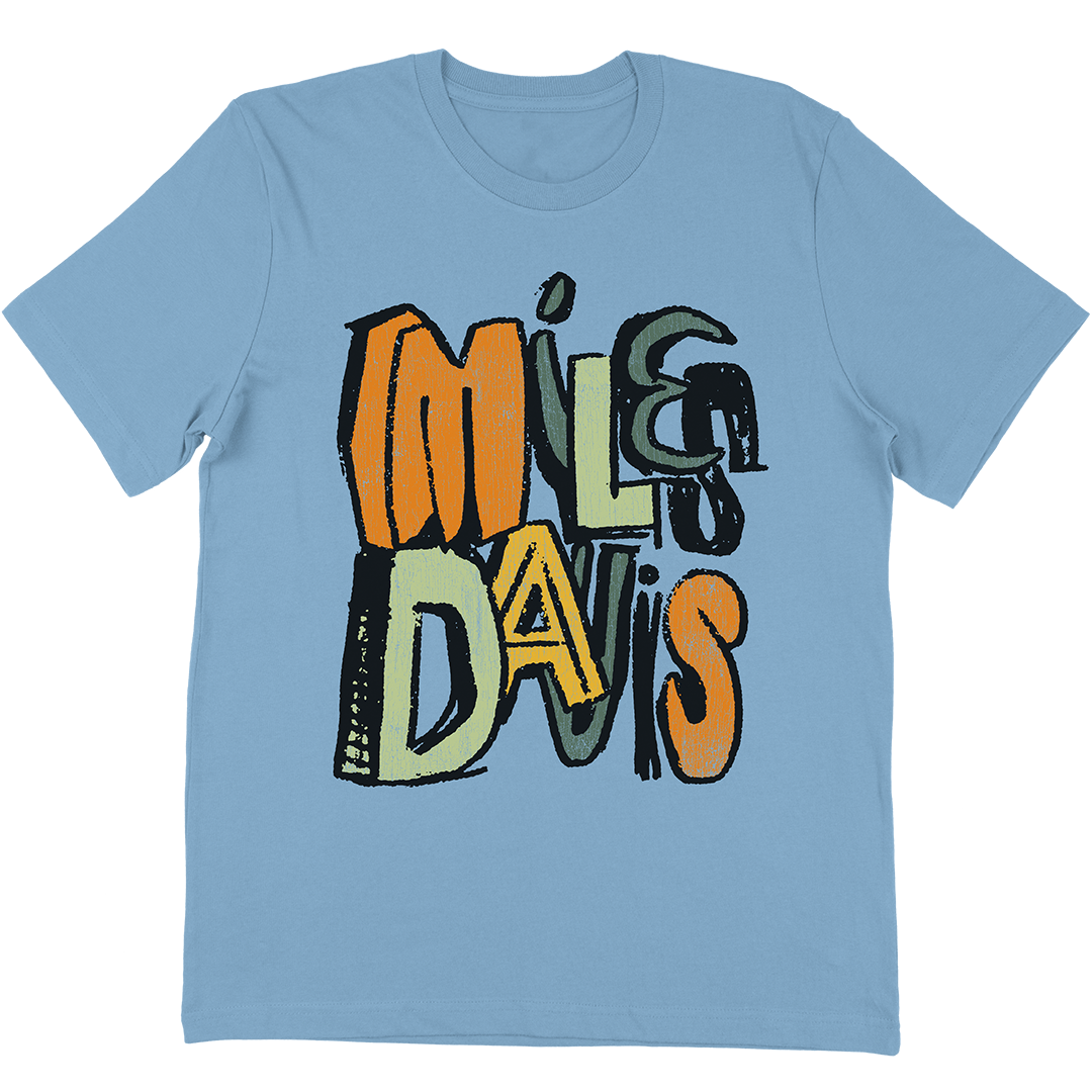 Miles Davis Illustrated Text T-Shirt In Light Blue