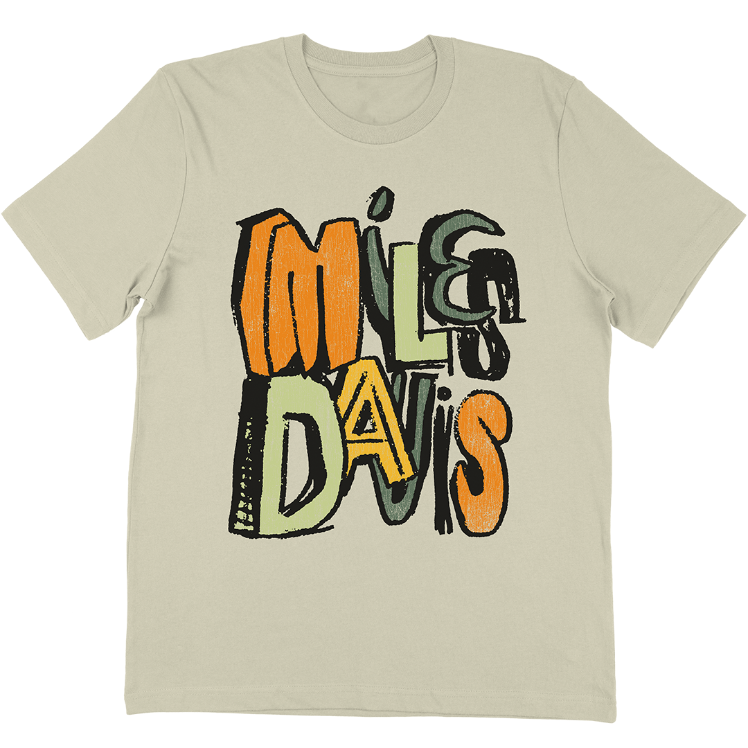 Miles Davis Illustrated Text T-Shirt In Vintage White