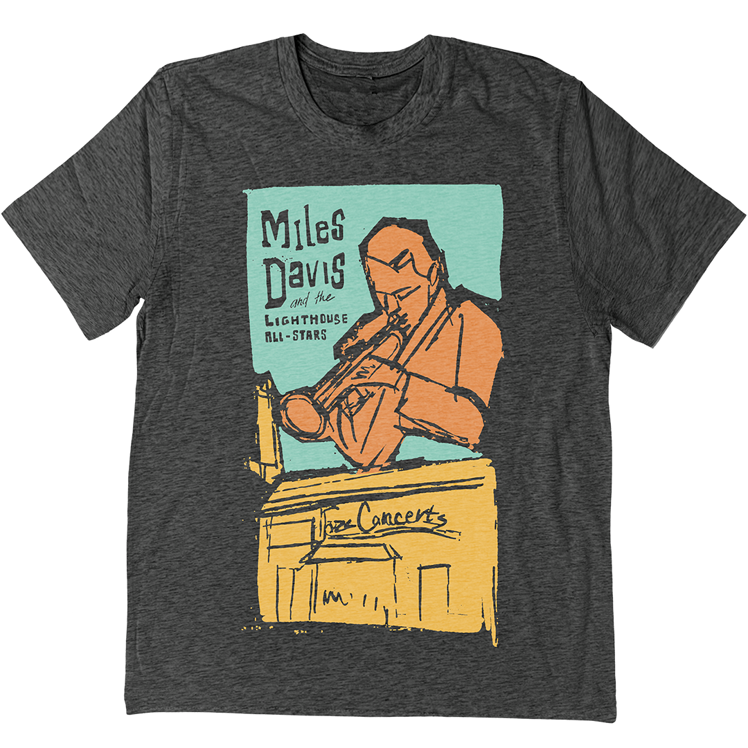 Miles Davis Lighthouse All Stars T-Shirt In Charcoal Grey