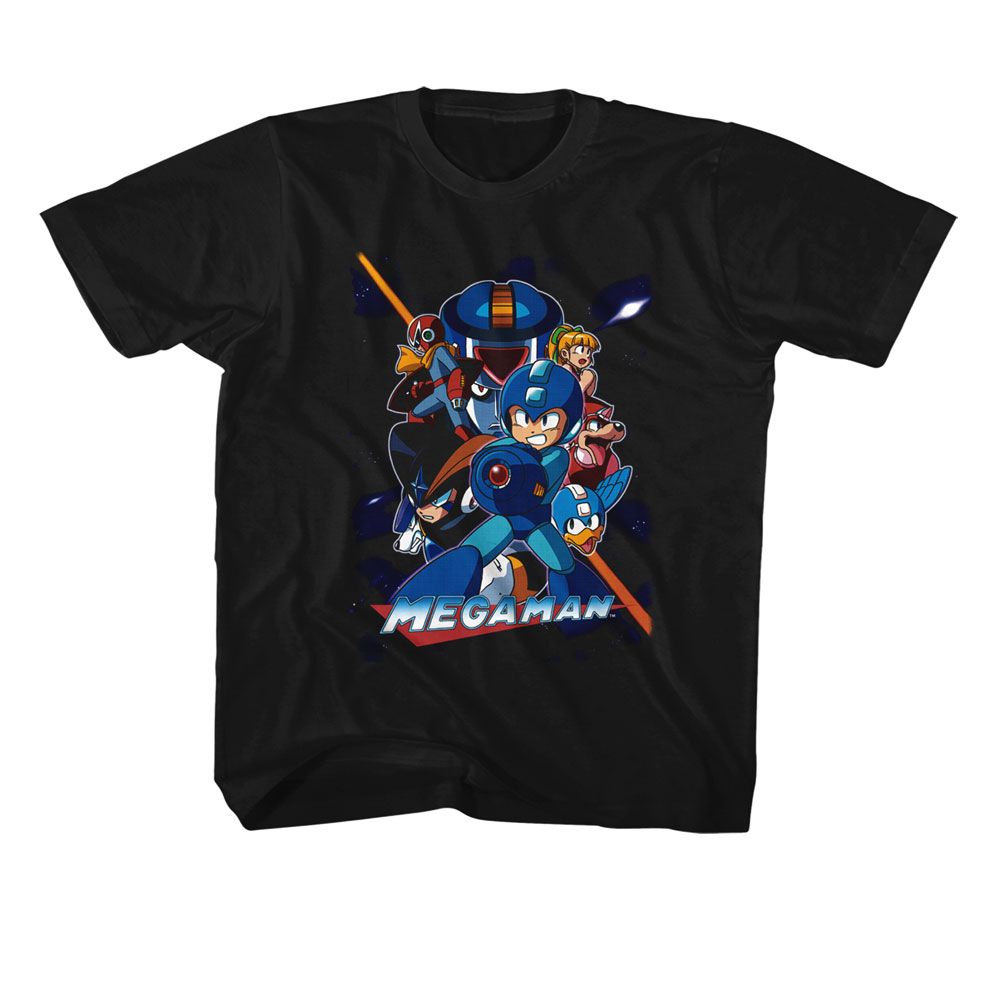 MEGA MAN Eye-Catching T-Shirt, MEGA MAN COLLAGE ORANGE BEAM