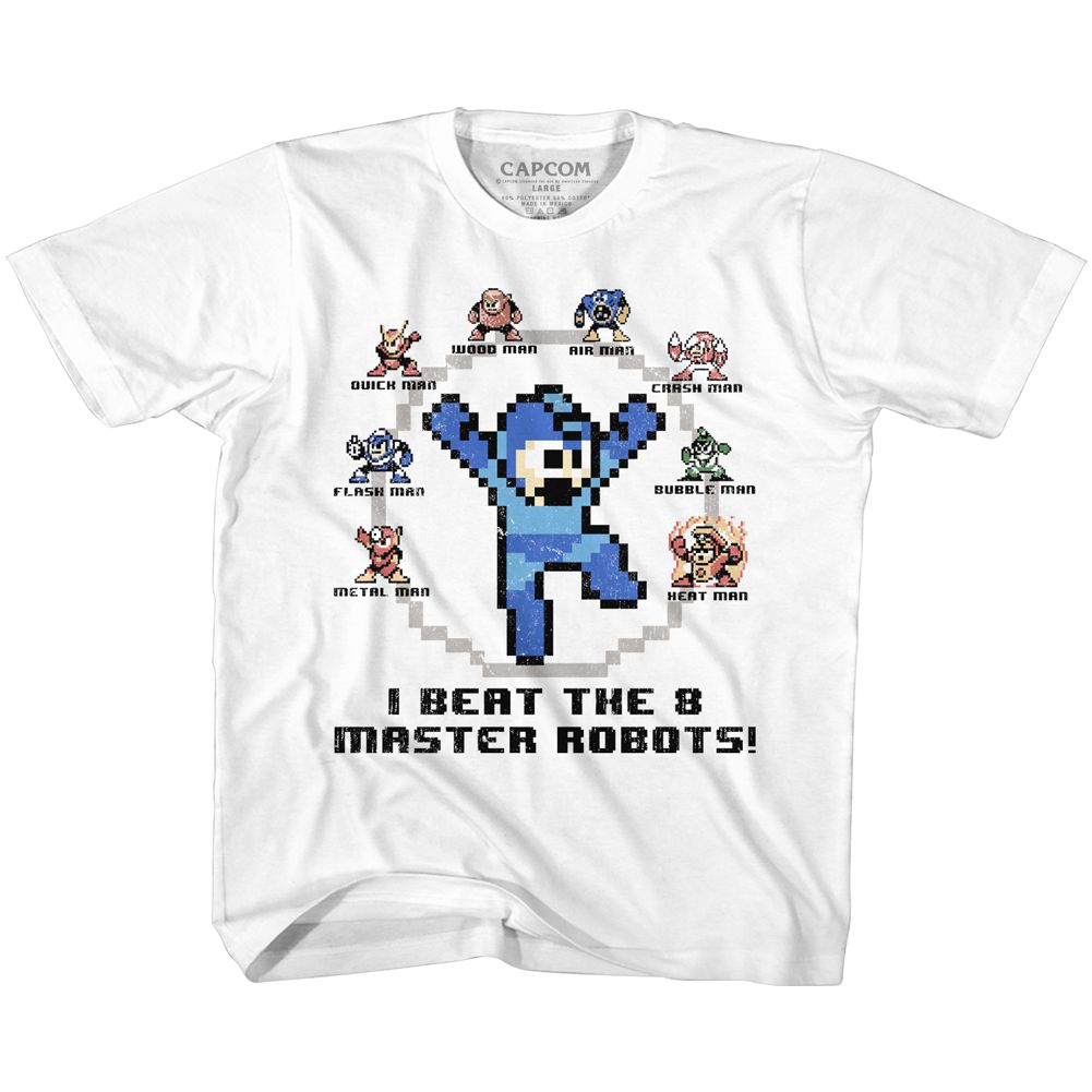 MEGA MAN Kids T-Shirt, 8 MASTER ROBOTS